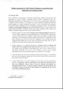 Naresh Malhotra's media statement